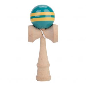 Balle Kendama a rayures pour enfants, jeu de jonglerie habile, jouet traditionnel japonais (vert et jaune) - Neuf