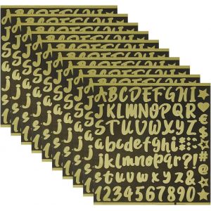 10 Feuille D'autocollants Chiffres Alphabet Autocollants Autocollants En Pvc Lettres Dorées Scrapbooking Kit De Lettres En Vinyle Imperméables Pour Remise De Diplôme, Chapeau, Autocollants - Neuf