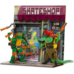 SANSH-Michelangelo Vs. Leatherhead Movie Face Off Lot de 2 Figurines d'action articulées 12 cm Personnages de Film Chaos Mutant Accessoires de Combat pour garçons et Filles à partir de 4 Ans - Neuf