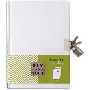 Toga By Journal Intime Diy À Décorer-180 Pages Lignées + Protège-Carnet + Cadenas Avec 2 Clés-Idéal Do It Yourself & Scrapbooking-Format 13x18 Cm Blanc - Neuf