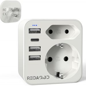 JGD-Adaptateur France vers USA avec 2 Prises et 3 USB et 1 Type-C (3.4A) Americaine pour Canada Mexique Tha&iuml;lande Type B - Neuf