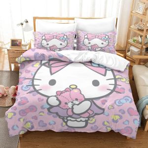 Hello Kitty Housse De Couette D Imprim&iquest;&iquest; De Pink Dessin&pound;&not;Parure De Lit Housses De Couettes Microfibre Avec Fermeture &iquest;&iquest;Clair,Parure De Couette Imprim&iquest;&iquest; Av - Neuf