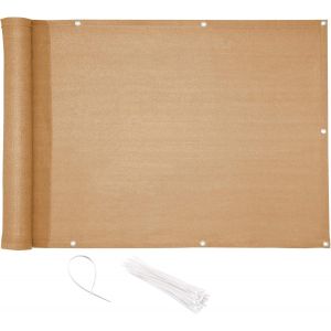 Checarzhn--No1-Br -Vue Balcon 0,75 X 4 M Hdpe Beige Sable Br -Vue Pour Balcon Paravent Bâche Jardin Balcon ?Illets Serre-Câbles Résistant Aux Intempéries - Neuf