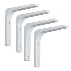 Lot de 4 supports d'etagere en L en acier robuste, supports muraux pour meubles, pour rangement et decoration de maison - Neuf
