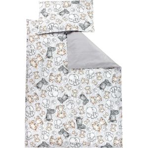 Tzf-Ensemble De Linge De Lit Pour Enfants 2 Pièces, Safari/Gris, 120x90 Cm - Neuf