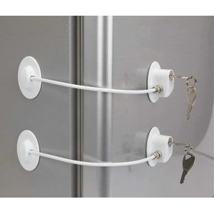 Serrure De R&eacute;frig&eacute;rateur &Agrave; 2 Paquets Avec 4 Cl&eacute;s, Serrure De R&eacute;frig&eacute;rateur De Dortoir Serrure De Porte De Cong&eacute;lateur Et Serrure D'armoire De S&eacute;curit&eacute; Pour Enfant Avec Adh&eacute;sif Fort - Neuf