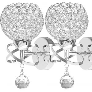 Subzonal-Lot De 2 Appliques Murales Modernes, Lampes En Cristal Pour Chambre &Agrave; Coucher, All&eacute;e Et Salon, Douille E14 (Ampoules Non Incluses) - Neuf