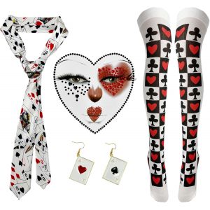 Kalanka-Lot De 4 Accessoires De Costume De Reine De C?ur Pour Femme Comprenant Des Supports Opaques, Un Autocollant En Forme De C?ur, Une Cravate Tisonnier Et Des Boucles D'oreilles En Forme De C?ur - Neuf