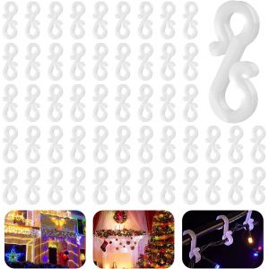 50 Pcs De Noël En Plastique Crochet De Gouttière Blanche De Lumière De Noël Crochets De Gouttière De Crochets Pour Les Guirlandes S En Forme De Gouttière Clips Led D'extérieur Décoration De Partie - Neuf