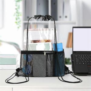 2 PACK Sac à cordon transparent approuvé par le stade,sac à dos à cordon en PVC, - Neuf