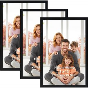 Lot de 3 Cadre Photo 10x15 cm Noir, &Eacute;l&eacute;gant Cadre 10x15 en PVC - Pour le Bureau, le Salon et la Chambre &agrave; Coucher, Affichage Mural ou Sur Table - Neuf