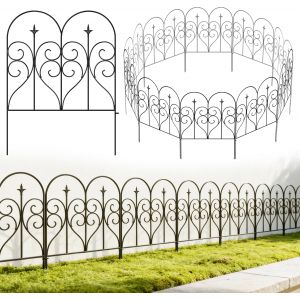 Mevronisshop-Bordure De Cl&ocirc;ture De Jardin D&eacute;corative En M&eacute;tal 81 Cm X 3 M - Panneaux De Cl&ocirc;ture En Fer Forg&eacute; Antirouille Pour Parterres De Fleurs, Arbres, Barri&egrave;re D'animaux - Neuf