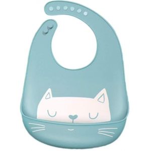 Bavoir B&eacute;b&eacute; En Silicone Souple. Bavoir R&eacute;cup&eacute;rateur En Plastique R&eacute;glable - Chat Mignon. Enfant - Neuf