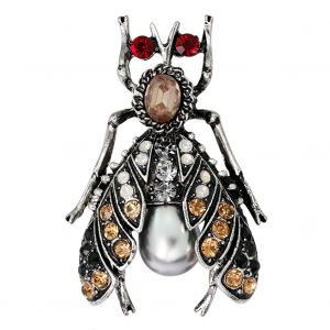 Broche Abeille En Alliage Avec Strass Et Fausse Perle (Jaune) - Neuf