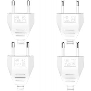 Fiche Europ&eacute;enne Plate, 4 Pi&egrave;ces Prise Electrique Male 250V 2.5A, Prise Male Plate, Fiche Euro Schuko Fiche D'Alimentation Domestique D&eacute;corative &Agrave; Encastrer Ou &Agrave; Remplacer, Fiche Male Prise Electriqu - Neuf