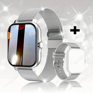 2025 Montre Intelligente Bluetooth Parler 1.83 Pouces &Eacute;cran Tactile Complet Surveillance De La Fr&eacute;quence Cardiaque Du Sommeil Sport Fitness Montre Intelligente Hommes Femmes Cadeau.Silver Milan. - Neuf