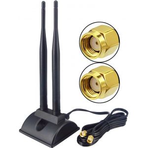 Antenne WiFi Bi - Bande 2,4 GHz 5,8 GHz RP - SMA Antenne WiFi avec rallonge de 2M/6,5ft pour PC de Bureau PCI pcie WiFi Carte Bluetooth routeur de r&eacute;seau sans Fil - Neuf