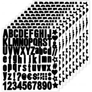 10 Feuilles D'autocollants De Chiffres De L'alphabet, Autocollants D'initiales En Vinyle Lettres Et Chiffres Lettres Majuscules Et Minuscules Pour Arts Scrapbooking Porte Décoration (Noir) - Neuf