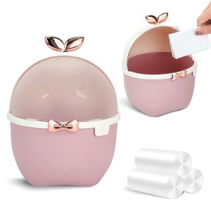 Mini Poubelle de Bureau avec Couvercle,Mignon Poubelle de Table et 3 Rouleaux de Sacs Poubelles (Rose) - Neuf