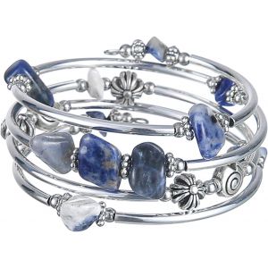 Kalanka-Bracelet En Perles Argent Pour Femmes Bracelet Enveloppant En Pierre Multicouches Un Cadeau De Bijoux Fantaisie Pour Maman Le Jour De Thanksgiving - Boîte Cadeau - Neuf