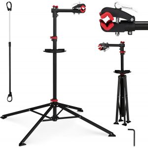 Asfasfq-Pied De Réparation Vélo Hauteur Réglable Pivotant Entretien Bicyclette Atelier Réglable Noir 105 -190 Cm - Neuf