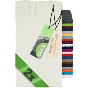 Cheng-1493.2123 Lot De 2 Draps-Housses Pour Lit D'appoint, Berceau, Berceau, Berceau, Crème. 40 X 80 Cm - Neuf