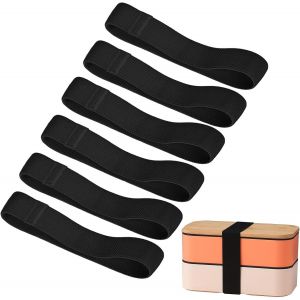 Mevronisshop-Bento Box Strap, Sangle De Bo&icirc;te &Agrave; Bento, 6pcs Bo&icirc;te &Agrave; Lunch Bande, Noir, Polyester, 25 Mm, 260 Mm X 680 Mm &Eacute;tir&eacute;, Noir - Neuf