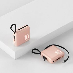Batterie Externe Portable 10000mah, Câble De Type C Intégré, Charge Rapide 5000mah, Batterie Auxiliaire Externe Pour Iphone 15 Samsung Xiaomi - Neuf