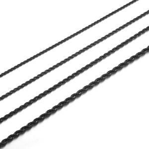 Kal-Torsad&eacute;e Cha&icirc;ne 2/2.5/3/4mm Collier Acier Inoxydable Homme Or/Noir/Argent Maille Corde En Hommes Femmes Bijoux Cha&icirc;ne 45/50/55/60/70cm - Neuf