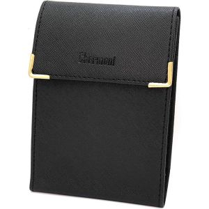 TRAHOO-- &eacute;tui Pochette Porte ch&eacute;quier Longue Pliant - Talon &agrave; Gauche - 3 emplacements Carte bancaire - 3 Plis - Compact - en Cuir Vachette - 10,5 cm X 14,5 cm (ZSF Noir) - Neuf