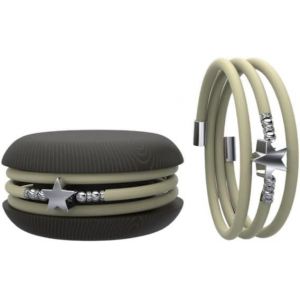 Kal-Macaron Toolate - Bracelet Charm Macaron Pour Femme En Caoutchouc Avec Symbole, Charms Coeur, &Eacute;toile Et Tr&egrave;fle &Agrave; Quatre Feuilles, Emballage En Forme De Petit G&acirc;teau - Fabriqu&eacute; En Italie - Neuf