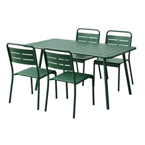 Bergame - Ensemble Table De Jardin 120 Cm Et 4 Chaises Vert - Neuf