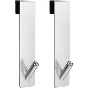 2 Pièces Crochet Douche,Crochet Porte Serviette sans perçage,Crochets de porte pour portes de douche en verre sans cadre,adapter 6-12 mm d'épaisseur (Argent) - Neuf