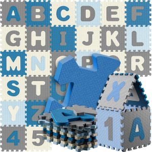 SPIELWERKTapis de Jeu Puzzle en Mousse Alphabet et Chiffres 86 pi&egrave;ces 36 Dalles 30x30cm b&eacute;b&eacute; Enfant Bas &acirc;ge - Neuf