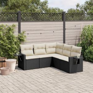 Prolenta Premium - Salon De Jardin 5 Pcs Avec Coussins Noir R&eacute;sine Tress&eacute;e - Neuf