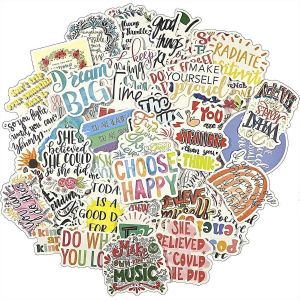 Autocollants inspirants, autocollants de bouteille d'eau, d&eacute;calcomanies imperm&eacute;ables en vinyle pour planche &agrave; roulettes, bouteilles d'eau hydroflasque, ordinateur portable, bagages, t&eacute;l&eacute;phone p 100pcs - Neuf