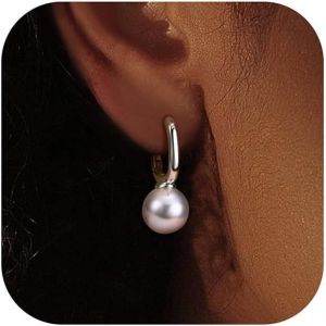 Kal-Boucles D'oreilles En Perles Pour Femme Plaquées Or 14k Boucles D'oreilles Pendantes En Perles Boucles D'oreilles Créoles Boucles D'oreilles Femme Or Argent, Idée Cadeau D'anniversaire - Neuf