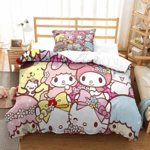 Hello Kitty Housse De Couette Fille Avec Taies D'oreillers Parure De Lit Housses De Couettes Pink Microfibre Avec Fermeture &iquest;&iquest;Clair Parure De Couette P - Neuf