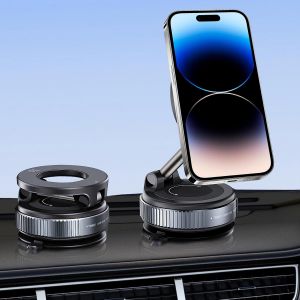 Fghbb-Support Telephone Voiture Magnetique Avec Ventouse, Aimants Puissants 360°Rotation, Portable Pour Tableau De Bord De Voiture Et Vitre, Pour Téléphones Portables De Plus De 4,7 Pouces - Neuf