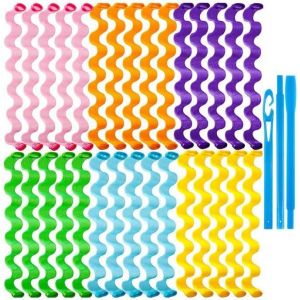 Lot De 30 Bigoudis En Spirale Pour Cheveux Longs, Kit De Coiffage, Pas De Chaleur, Style Ondul&eacute;, Avec 2 Crochets De Coiffage Pour Toutes Les Longueurs De Cheveux - Neuf