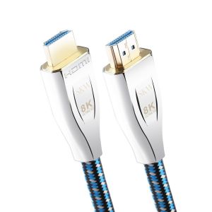 Câble HDMI 2.1 8K de 2m 48 Gbit/s ultra haut débit (8K @ 60 Hz, 4K @ 120 Hz) prend en charge Dynamic HDR 10 eARC 3D, Dolby Atmos compatible avec Roku TV/PS5/HDTV - Neuf