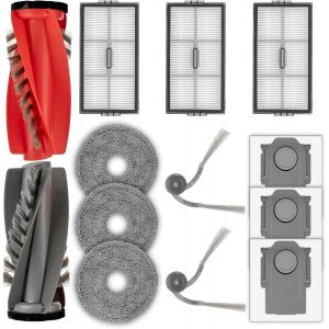 Saros 10R Lot de 13 pièces de rechange compatibles avec aspirateur robot Roborock Saros 10R, 2 brosses à rouleaux, 2 brosses latérales, 3 sacs à poussière, 3 filtres HEPA, 3 tampons de balai - Neuf