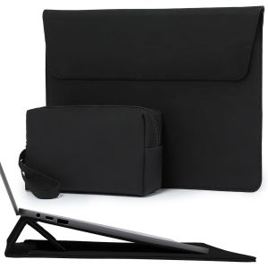 WQS-13,3-14 Pouces Housse pour Ordinateur Portable avec Stand Réglable pour MacBook Pro 14 M4/M3/M2/M1 Pro/Max 2025-2021, MacBook Air/Pro 13,3, 13,8/13,5 Surface Laptop 7-1, avec Pochette, Noir - Neuf
