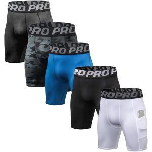 Jexnovashop-Lot De 3/5 Shorts Compression Sport Homme Sous V&ecirc;tement De Sport &Agrave; S&eacute;chage Instantan&eacute; Poche S&eacute;curis&eacute;e Cuissard Velo Fitness Musculation - Neuf