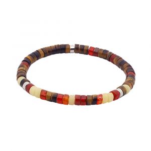 Bracelet Perles Heishi ?il De Tigre Jaspe Jaune Clair Agate Rouge - Neuf