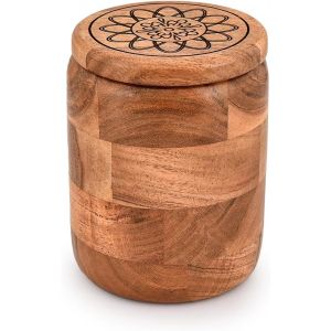 Bocaux Et Boîtes Alimentaires Ronds En Bois D'acacia Avec Couvercle Pour Conserver Les Cookies,Le Garde-Manger,Le Thé,Le Sucre,Le Café (11,43 Cm X 11,43 Cm X 15,24 Cm) - Neuf