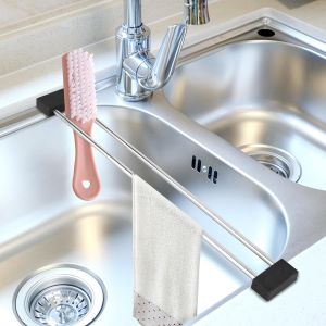 Eryi-Organisateur Evier Cuisine, Porte Eponge Evier Cuisine, Organiseur D'évier À Suspendre Pour Évier, Cuisine Et Salle De Bain Avec Bac De Vidange, Porte-Serviettes Et Crochets - Neuf