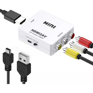 CFRY-Convertisseur composite RCA vers HDMI CVBS vers HDMI Upscaler 720P/1080P, convertisseur vidéo AV vers HDMI, support PAL/NTSC, compatible avec PS3, TV, PC, STB, Xbox, VHS, VCR, Blue-Ray DVD - Neuf