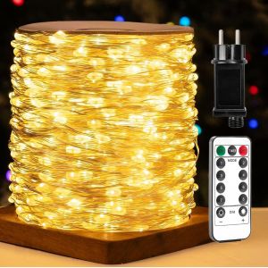 Guirlande Lumineuse 300 Led Guirlande Lumineuse F&eacute;erique Ext&eacute;rieure &Eacute;tanche En Cuivre 30M Avec T&eacute;l&eacute;commande 8 Modes Pour Chambre, Patio, Jardin, D&eacute;coration De Mariage, F&ecirc;te, Sapin De No&euml;l - Neuf