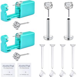 Boucles D'oreilles Femme Homme Piercing Cartilage Avec Cz Rond 3/4/5/6/7/8mm Piercing Oreille Conch Plat 6 Paires 16g Argent.[X3541] - Neuf